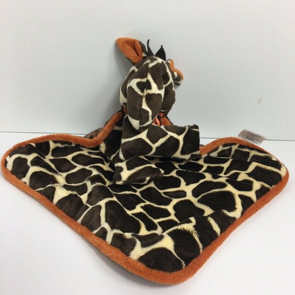 Woof & Poof Giraffe Plush Lovey Security Blanket Satin Side Brown Orange Soft - Picture 2 of 12